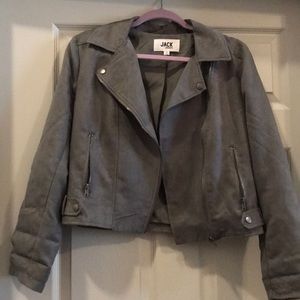 Gray suede biker jacket